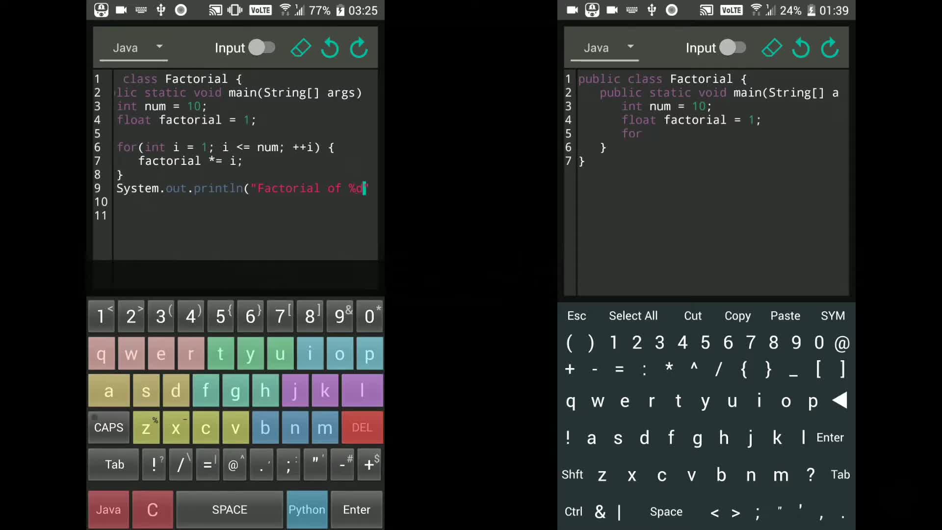 JavaKey : a Java programming keyboard